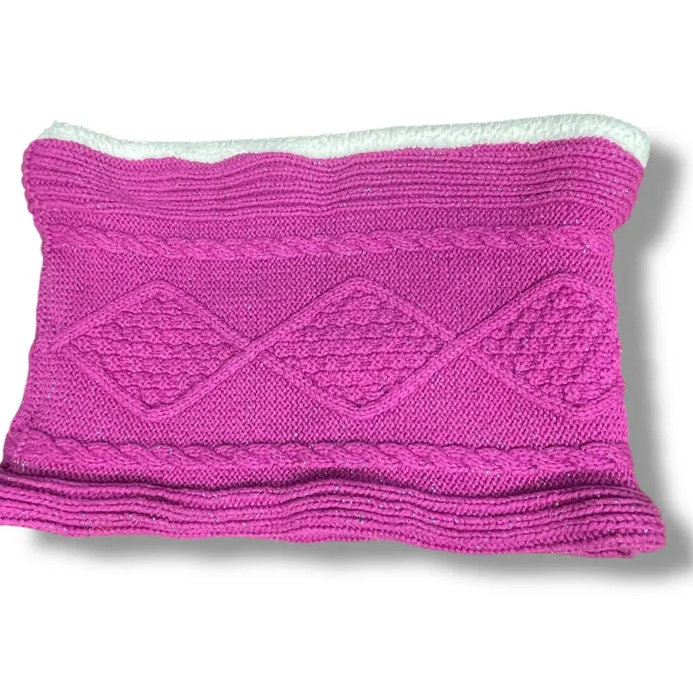 Hanna Andersson Kids Sherpa Neck Gaiter Tube Scarf Hand Muff Ski Pink Coquette